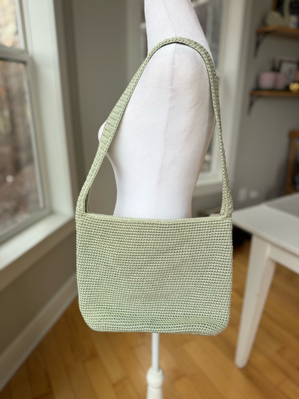 The Sak Mint Sage Green Crochet Shoulder Bag Purse - Picture 15 of 16